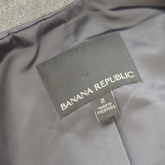 Banana Republic Grey Wool Tailored Single Button Long Blazer Sz 2 - Picture 5 of 8